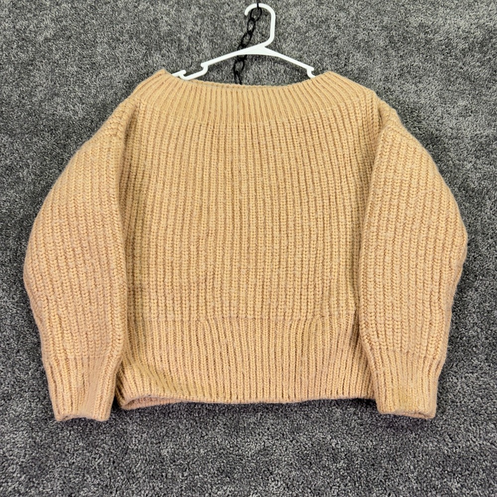 Willow + Root Sweater Womens Medium Pink Orange Knit Boat Neck Cozy Pullover